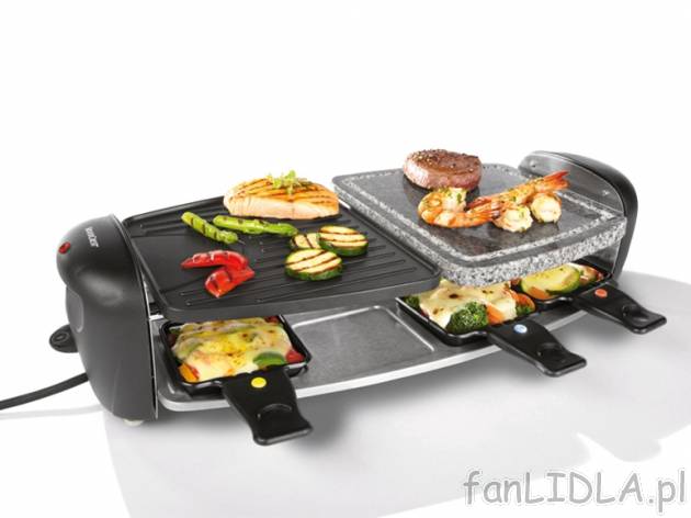 Grill elektryczny raclette 1300W Silvercrest, cena 129,00 PLN za 1 opak. 
- z płytą ...