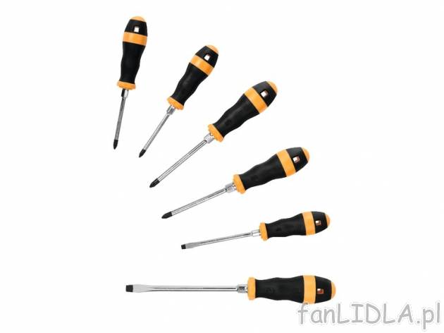 Komplet 6 śrubokrętów Powerfix, cena 21,99 PLN za 1 opak. 
- stal chromowo-wanadowa ...