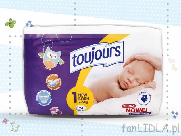 Pieluszki dla dzieci New Born , cena 11,99 PLN za 24 szt./1 opak. 
 24 szt. tylko ...