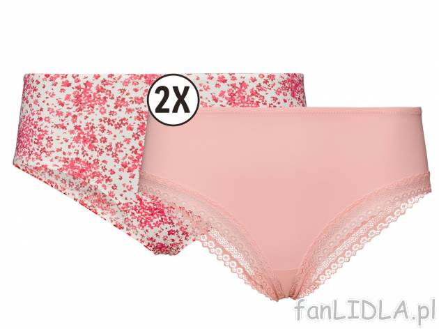 Majtki, 2 pary* , cena 8,99 PLN  
-  rozmiary: S-L
-  wykończone elegancką koronką