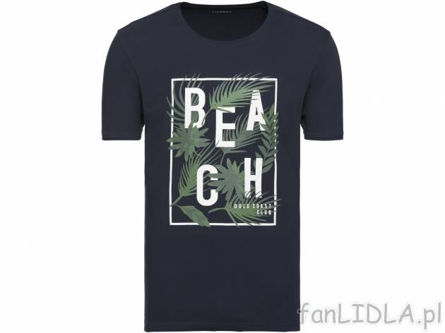 T-shirt , cena 19,99 PLN. Męska koszulka z okrągłym dekoltem, z modnym, florystycznym ...
