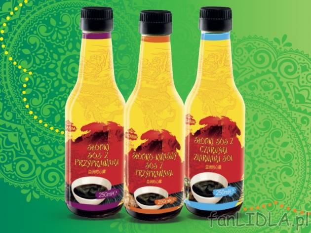 Pikantny sos do dań z woka , cena 3,00 PLN za 250ml/1opak., 100ml=1,40 PLN.