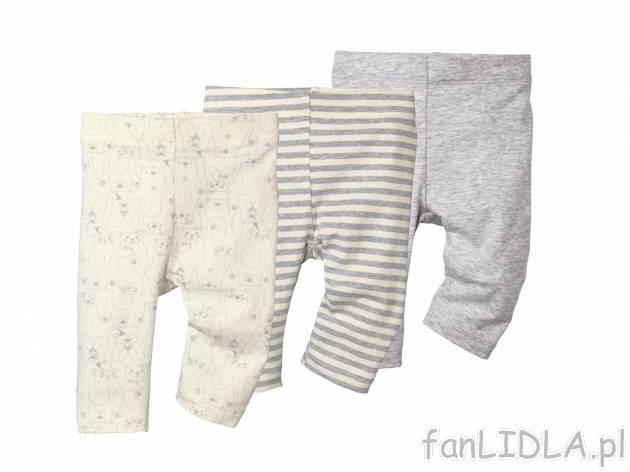 Legginsy z biobawełny, 3 pary* , cena 6,99 PLN. Długie spodenki dla niemowląt. ...