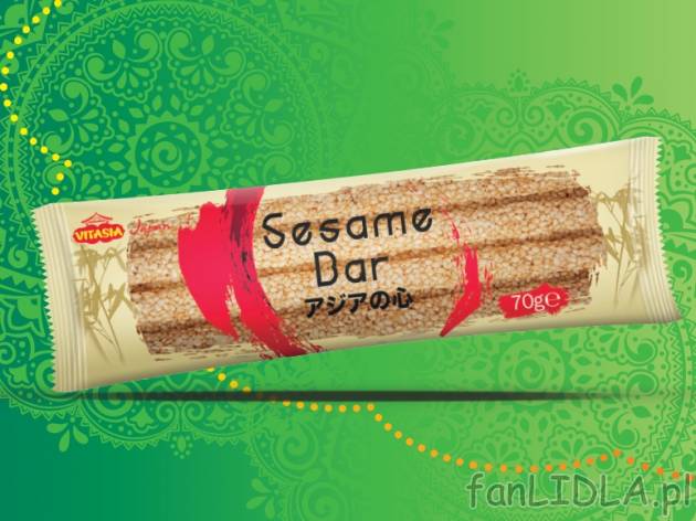 Batonik z sezamem , cena 2,00 PLN za 70 g/1 opak., 100 g=3,56 PLN.