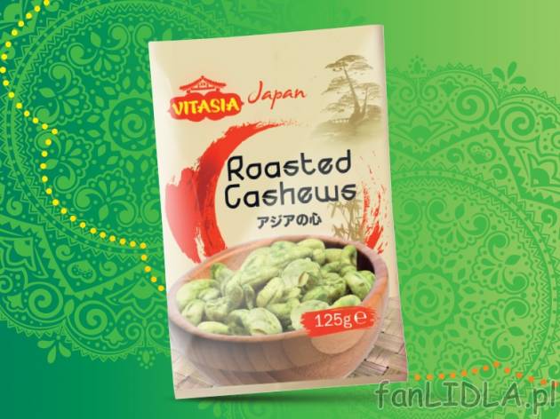 Orzechy nerkowca Wasabi , cena 5,00 PLN za 125 g/1 opak., 100 g=4,79 PLN.