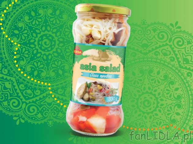 Sałatka azjatycka , cena 3,00 PLN za 330 g/1 opak., 1 kg=21,00 wg wagi odcieku PLN.