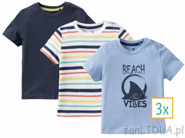 T-shirty, 3 szt.* , cena 4,99 PLN. Chłopięce koszulki z krótkim rekawkiem i okrągłym ...