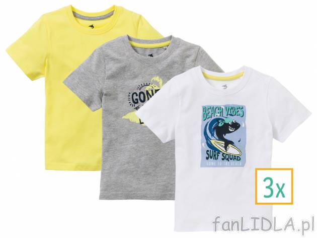 T-shirty, 3 szt.* , cena 4,99 PLN. Dziecięce koszulki na lato. 
- 100% bawełny ...