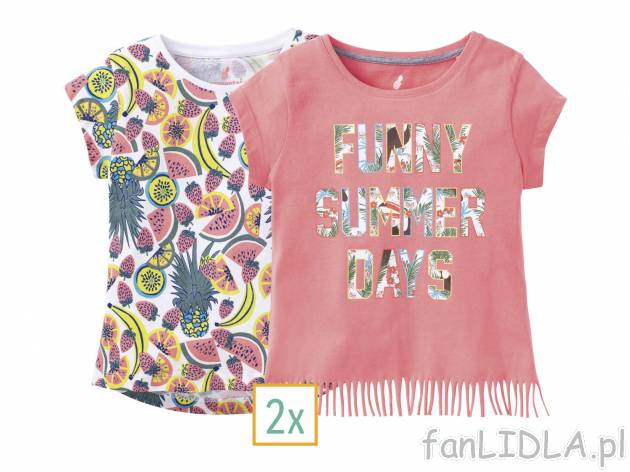 T-shirty, 2 szt. * , cena 9,99 PLN. Dziewczęce koszulki z okrągłym dekoltem i ...