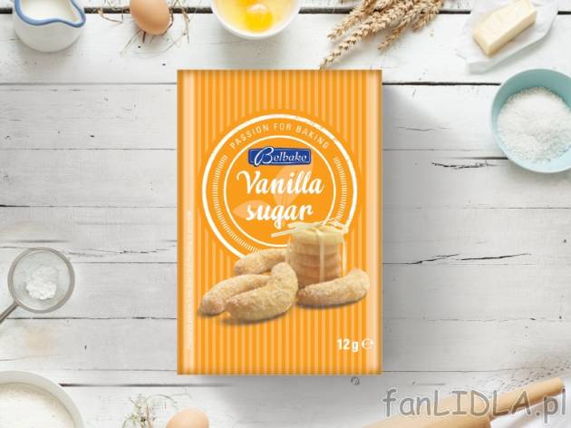 Cukier waniliowy , cena 1,00 PLN za 12 g/1 opak., 100 g=10,75 PLN.