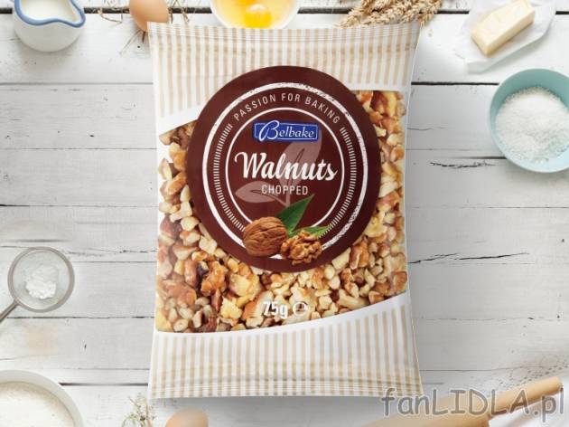 Orzechy siekane , cena 3,00 PLN za 75 g/1 opak., 100 g=5,32 PLN.  
-      różne rodzaje