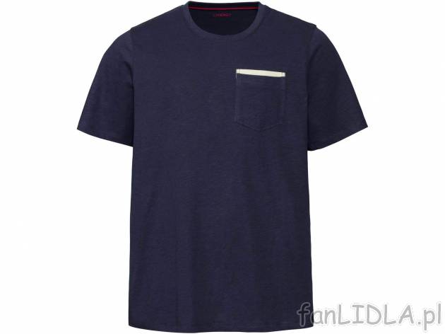 T-shirt z bawełną , cena 19,99 PLN. Męska koszulka z okragłym dekoltem i kieszonką ...