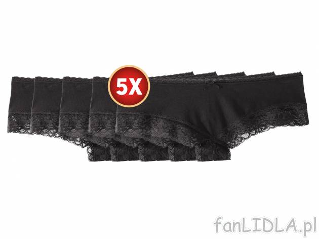 Majtki damskie typu hipster, 5 par , cena 34,99 PLN za 1 opak. 
-  rozmiary: L-XXL