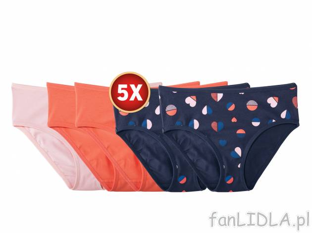 Majtki dziewczęce, 5 par , cena 19,99 PLN za 1 opak. 
- rozmiary: 122-164 (nie ...