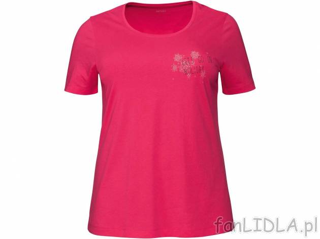 Damski T-shirt z bawełny z okrągłym dekoltem, cena 19,99 PLN 
- rozmiary: L-3XL
- ...