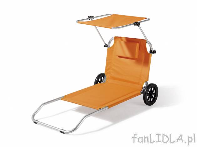 Składany leżak plażowy na kółkach , cena 89,90 PLN 
- ok. 147 x 67 x 58 cm  ...