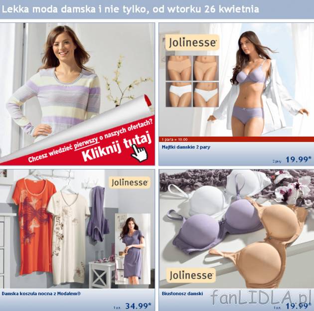 Lekka moda damska i nie tylko - gazetka Lidl od wtorku 26 kwietnia 2011