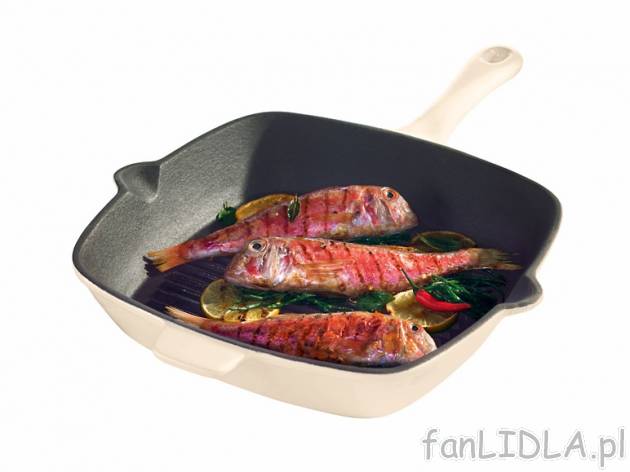 Patelnia żeliwna emaliowana Ernesto, cena 79,90 PLN za 1 szt. 
- wytrzymała powłoka ...