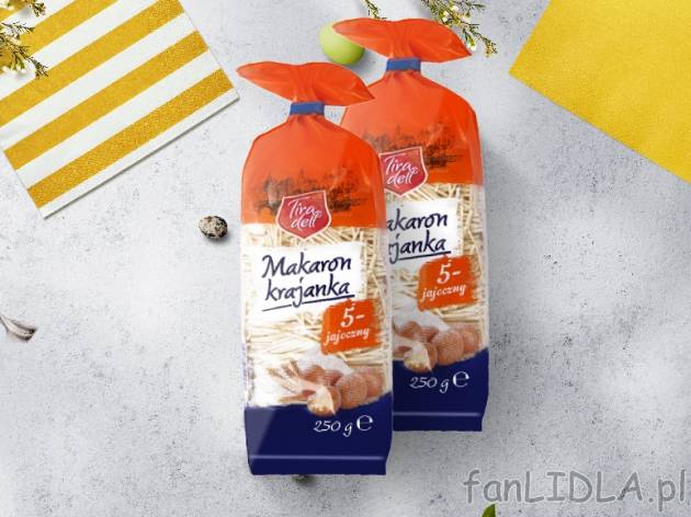 Tiradell Makaron krajanka 5-jajeczny , cena 3,00 PLN za 2x250g/1 opak. 
* cena ...