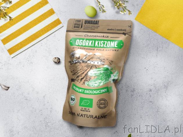 Ekologiczne ogórki kiszone , cena 6,00 PLN za 600g/ 1 opak.