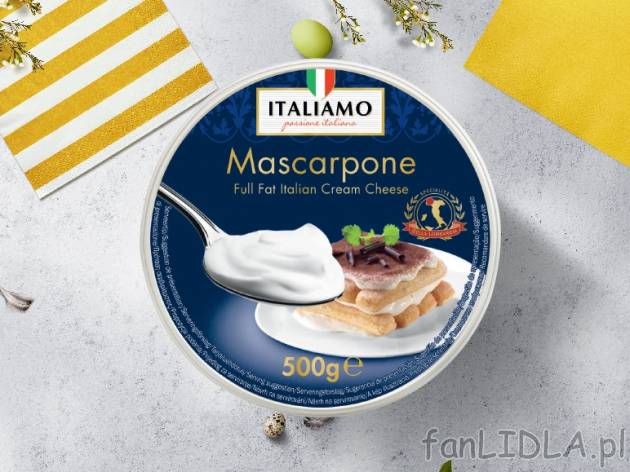 Italimo Ser twarogowy Mascarpone , cena 8,00 PLN za 500g/1 opak, 1kg=16,98 PLN.