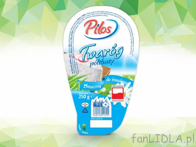 Pilos Twaróg półtłusyty , cena 1,00 PLN za 250 g/1 opak., 100 g=0,80 PLN.