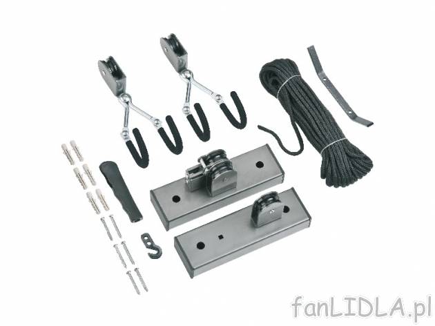 Wieszak rowerowy Powerfix, cena 32,99 PLN za 1 szt. 
- system linki naciagajacej ...