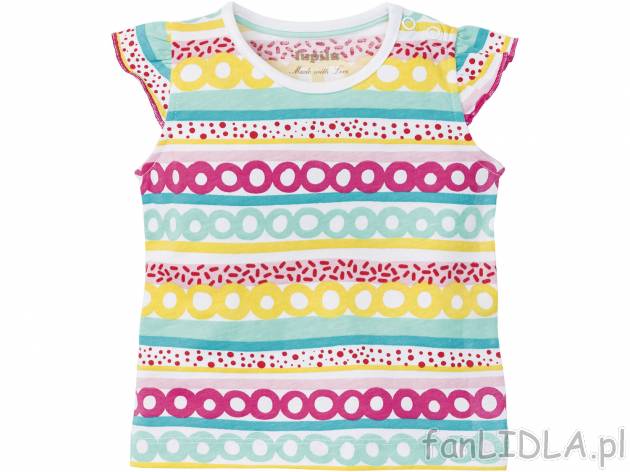 T-shirt z bawełny , cena 5,99 PLN. T-shirt dziecięcy z okrągłym dekoltem i geometrycznym ...