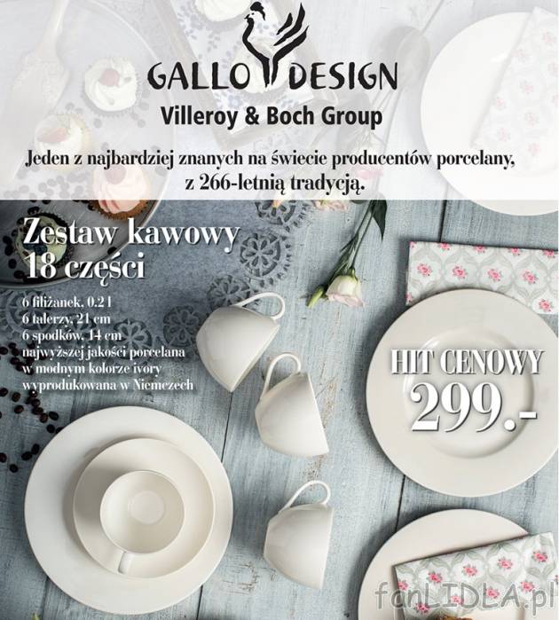 Zestaw kawowy 18 części , cena 299,00 PLN za 1 opak. 
- w zestawie:
6 filiżanek ...