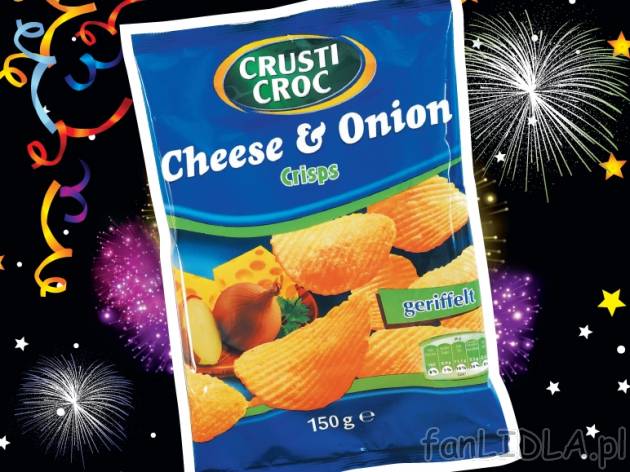 Chipsy serowe-cebulowe , cena 2,25 PLN za 150 g/ 1 opak., 100 g=1,50 PLN. 
- Grube ...