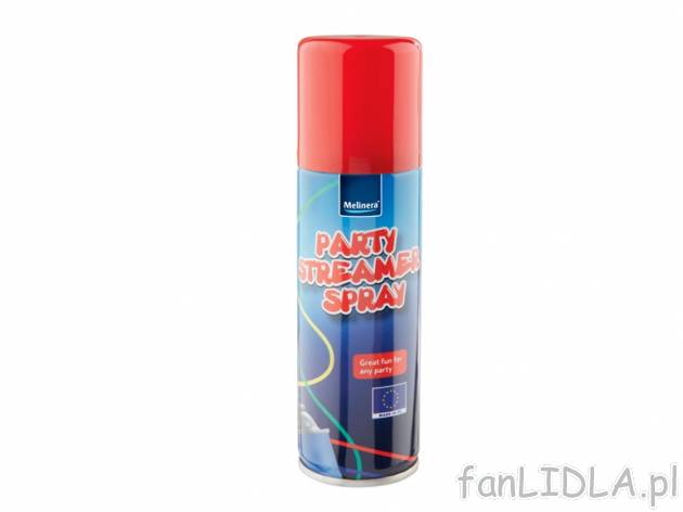 Serpentyna w sprayu Melinera, cena 8,99 PLN za 1 szt. 
- 125 ml =1 opak.
100ml ...
