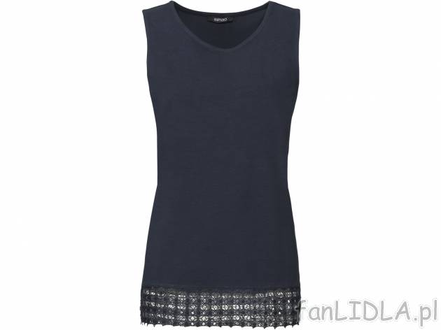 Top z bawełny , cena 19,99 PLN. Damski top na lato na szerokich ramiączkach. 
- ...