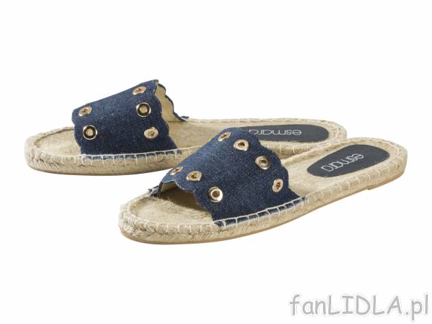 Klapki espadryle , cena 29,99 PLN. Damskie klapki na lato z jeansowego materiału. ...