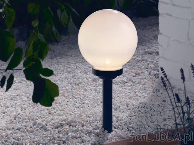 Okrągła lampa solarna LED, Ă kuli: ok. 20 cm , cena 29,99 PLN za 1 szt. 
- ...