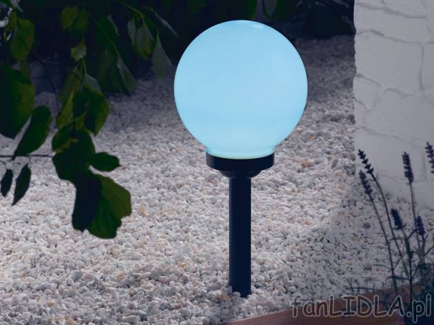 Okrągła lampa solarna LED, Ă kuli: ok. 25 cm , cena 39,99 PLN za 1 szt. 
- ...