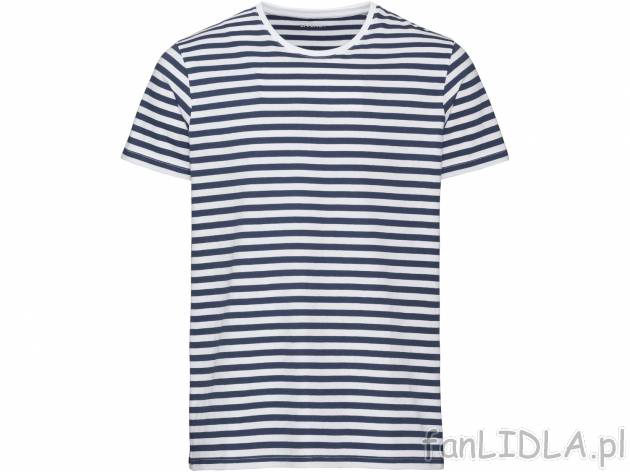 T-shirt , cena 19,99 PLN. Męski T-shirt w paski i z okrągłym dekoltem. 
- rozmiary: ...