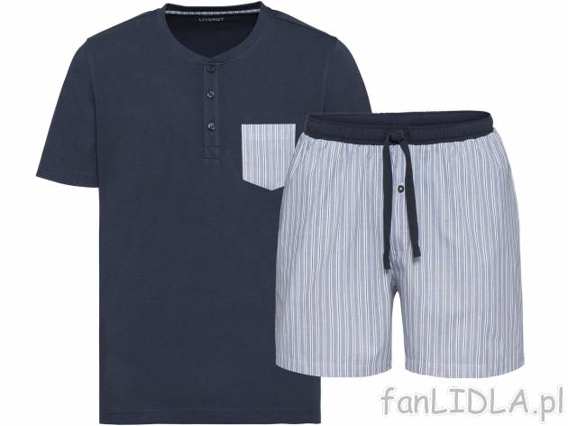 Piżama męska , cena 29,99 PLN. Męska piżama na lato, składająca się z T-shirtu ...
