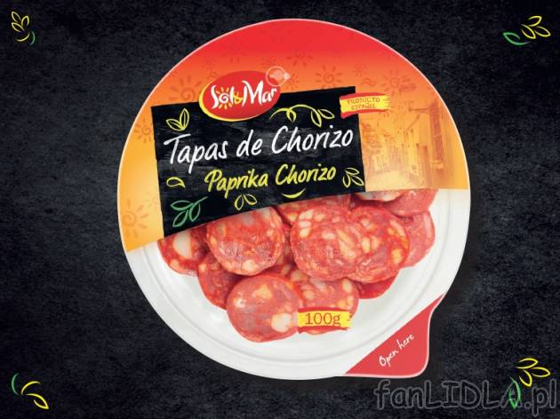Chorizo w plastrach , cena 4,00 PLN za 100 g/1 opak.