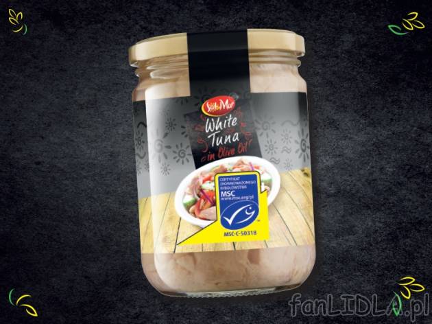 Biały tuńczyk w oliwie z oliwek , cena 21,00 PLN za 415 g/1 opak., 1 kg=78,54 ...
