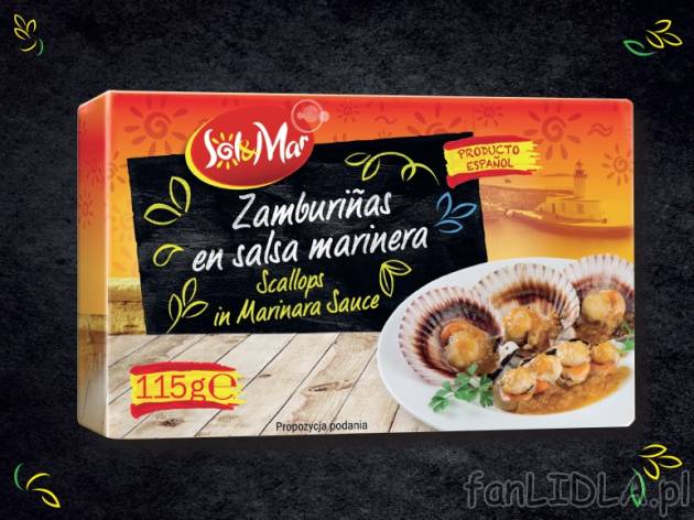 Omułki śródziemnomorskie w marynacie lub Przegrzebki w sosie pomidorowym , cena ...