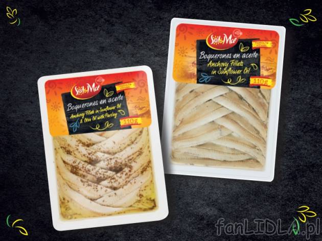 Sardele , cena 7,00 PLN za 110 g/1 opak., 100 g=9,99 wg wagi odcieku PLN. 
- różne ...