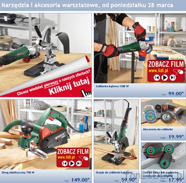 Narzędzia i akcesoria warsztatowe, gazetka Lidl Promocje od poniedziałku 28 marca 2011