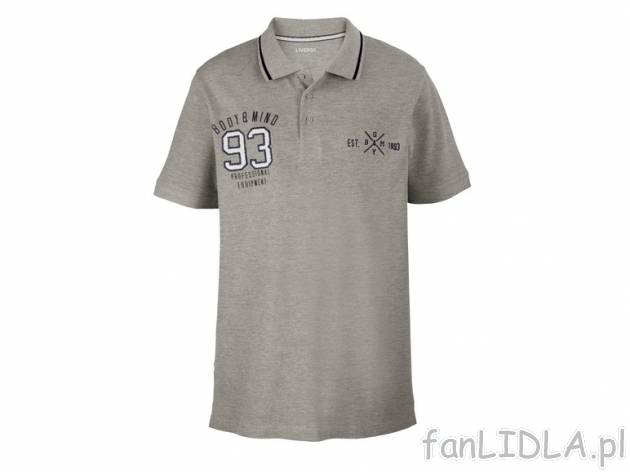 Koszulka polo Livergy, cena 29,99 PLN za 1 szt. 
- 100% bawełna lub 85% bawełna, ...