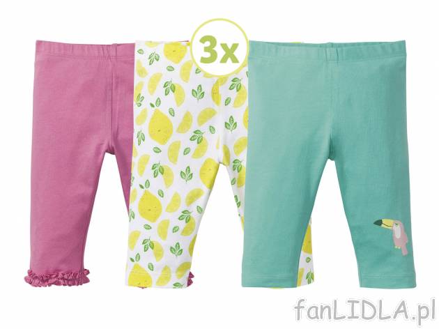 Legginsy, 3 pary* , cena 6,99 PLN 
- 95% bawełny, 5% elastanu (creora®)
- rozmiary ...