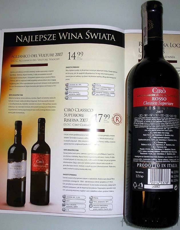 Najlepsze wina świata. Agliancino Del Vulture 2007