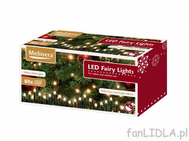 Łańcuch świetlny 80 LED , cena 34,99 PLN za 1 opak. 
- 6 godz. timer z automatycznym ...
