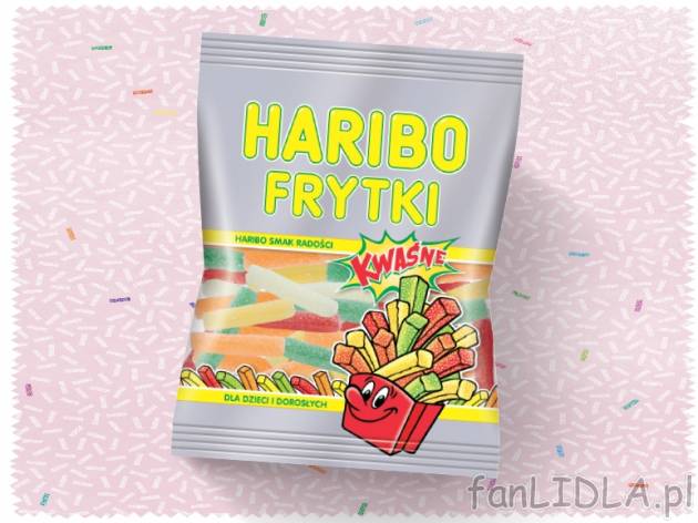 Haribo Żelki , cena 6,00 PLN za 300 g/1 opak., 1 kg=23,30 PLN.  
-      różne rodzaje