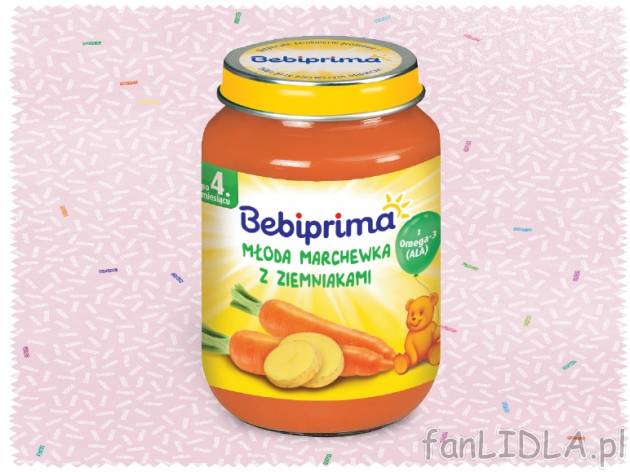 Bebiprima Danie warzywne , cena 3,00 PLN za 190 g/1 opak., 100 g=1,94 PLN. 
- różne ...