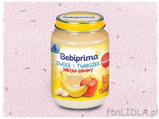 Bebiprima Deser owocowy , cena 4,00 PLN za 190 g/1 opak., 100 g=2,36 PLN. 
- różne ...