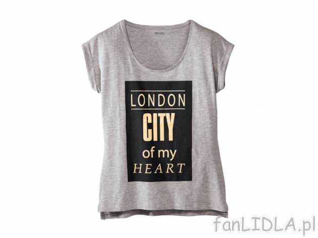 T-shirt damski Esmara, cena 19,99 PLN za 1 szt. 
- rozmiary: S-L 
- 4 wzory do ...